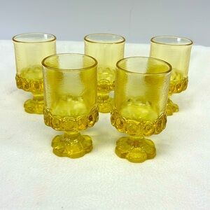 - - Retro  set of 5 TIFFIN GLASS  “ Franciscan Madeira” pedestal wine gobl…